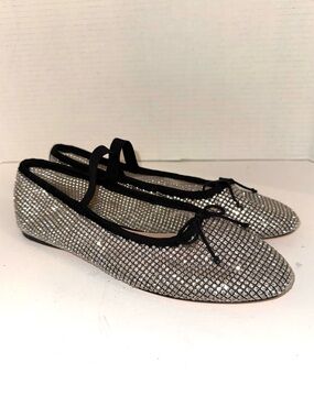 Loeffler Randall Leonie Crystal Mesh Mary Jane Flats